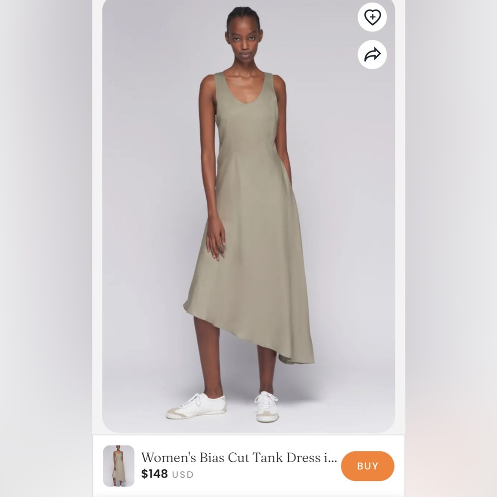 NWT KOTN Bias Cut Asymmetrical Tank Dress in Laurel Oak Xsmall - Picture 3 of 8